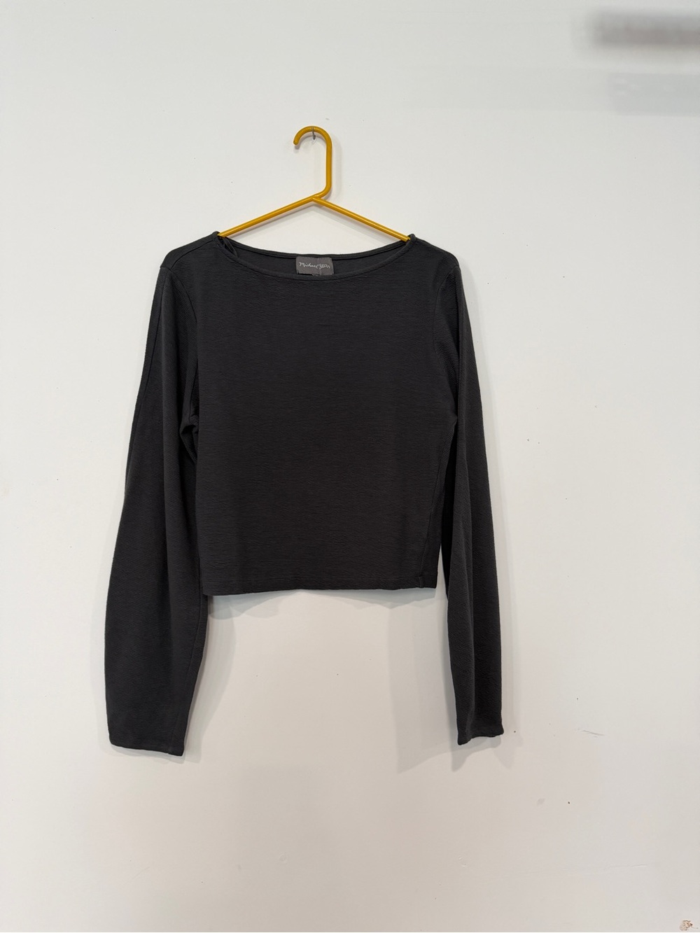 Michael Stars Oxide Pebble Knit Puff Sleeve Crop Tee
